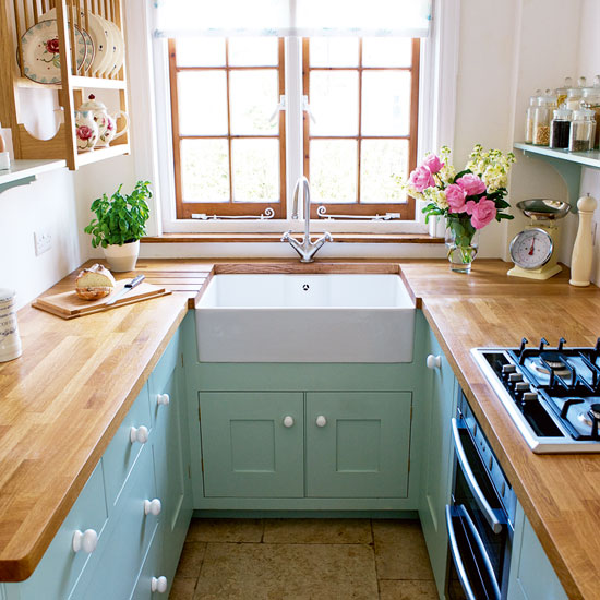 Small kitchen with white walls With Green cabinets Dwellingdecor