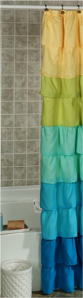 Colored Ruffled Shower Curtain dwellingdecor