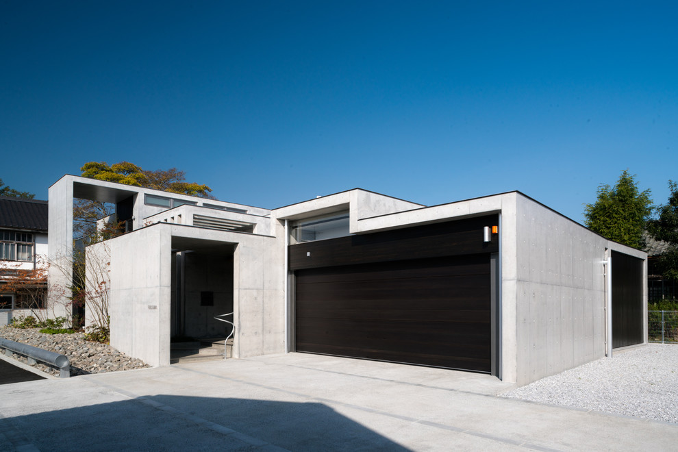 Industrial Style Garage With Concrete Construction Dwellingdecor