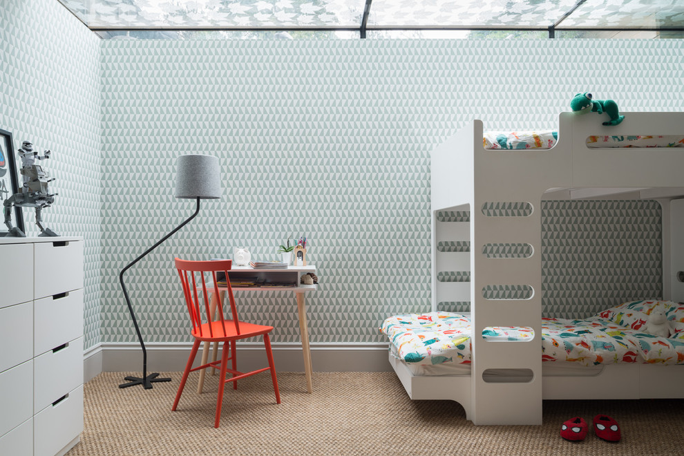 Scandinavian Kids Bedroom With Beige Walls Dwellingdecor
