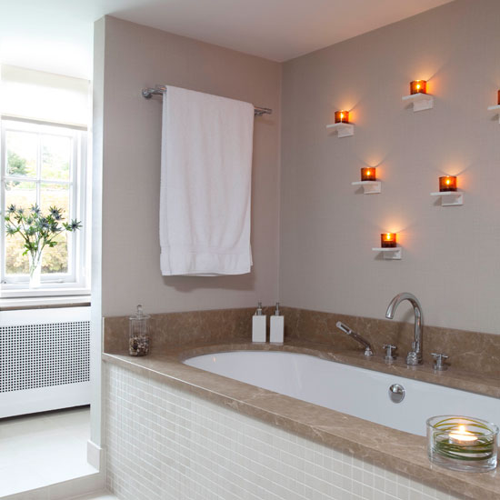 Bathroom With Decorative Wall Lights Dwellingdecor