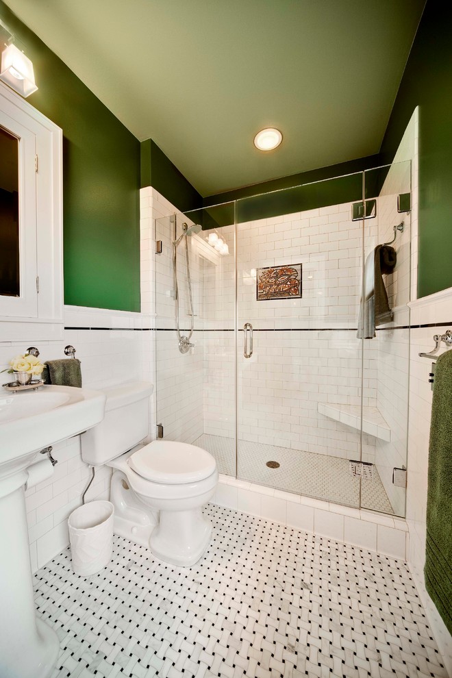 Small Master bathroom Remodel With Subway Tiles & walk In Shower
