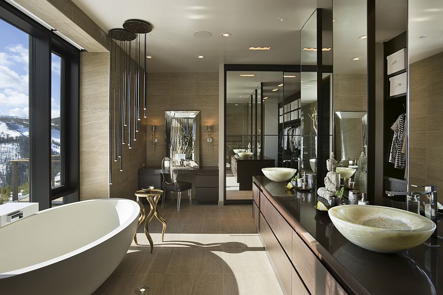 Luxury Master Bathroom Designs With Marble Floor And White