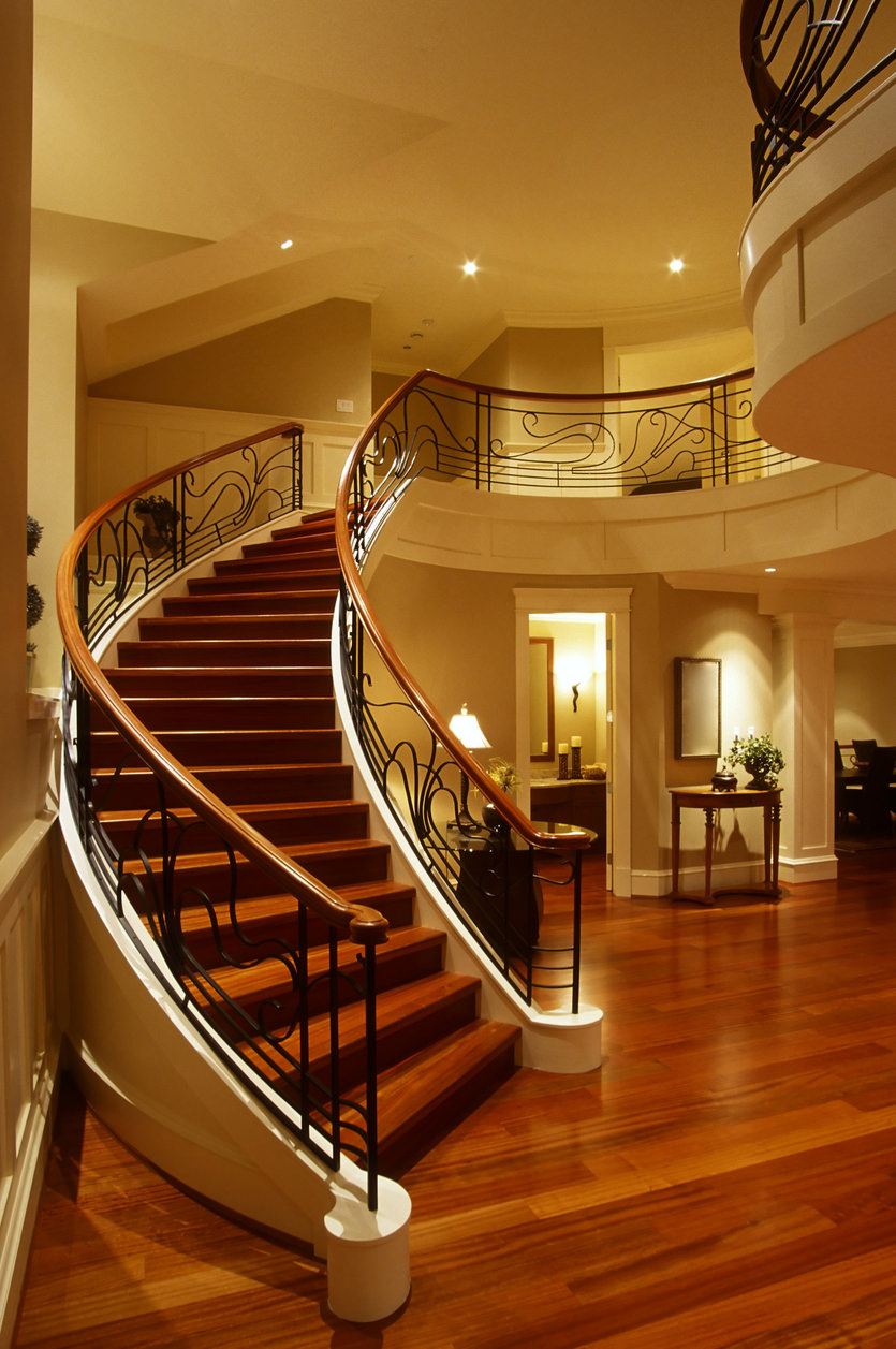 stairs mansion house railing hardwood floor