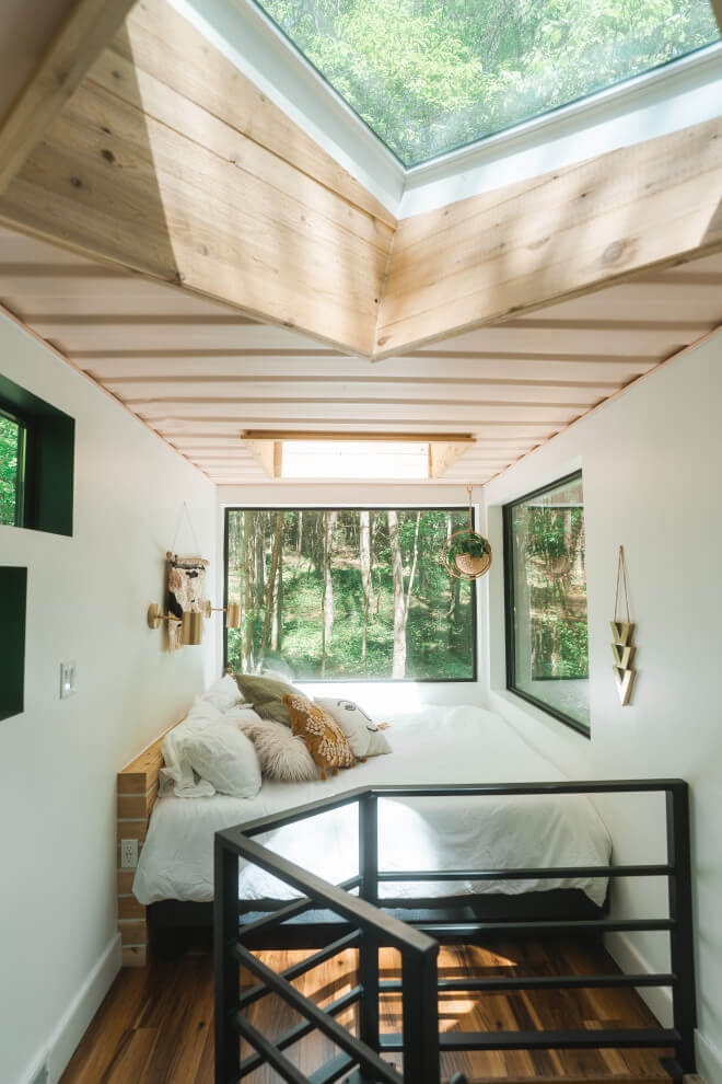 wood ceiling bedroom
