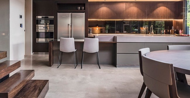 Polished concrete floors and countertops