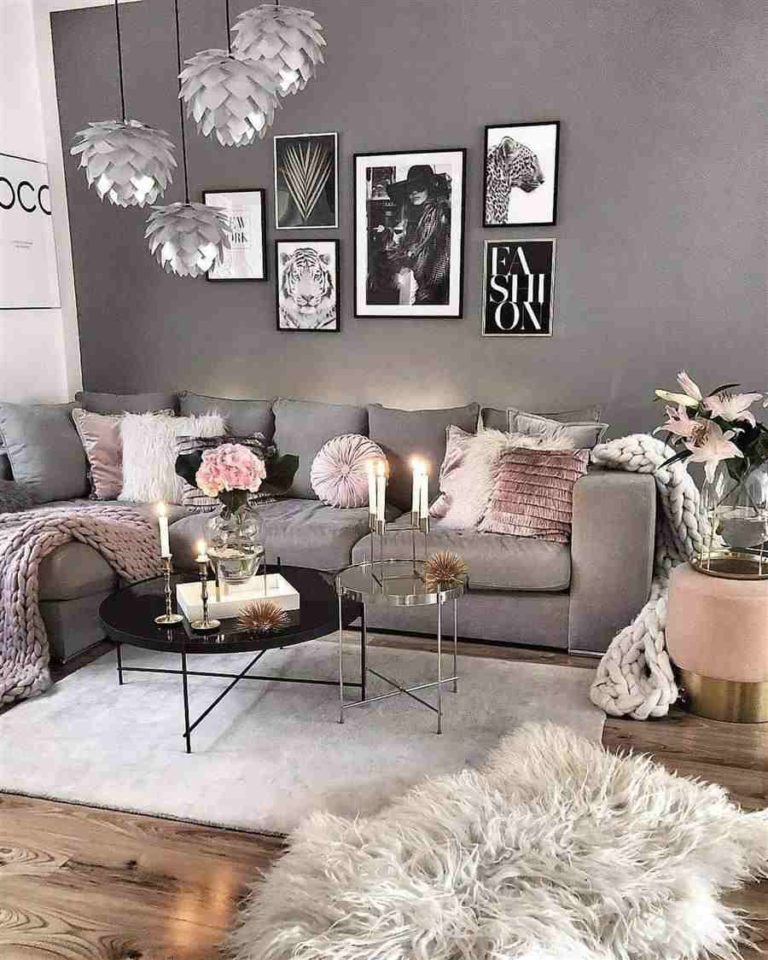 17 - Tips for decorating the chic room in shades of gray and pink