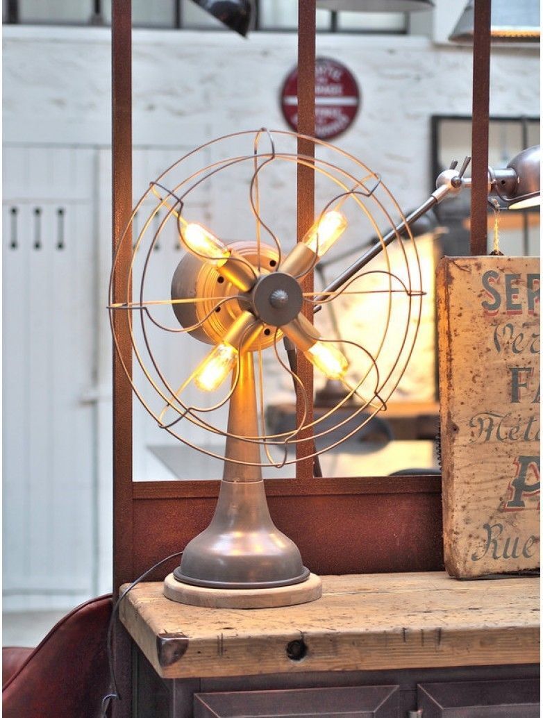 22 -A fan transformed into an industrial table lamp at Metal & Woods