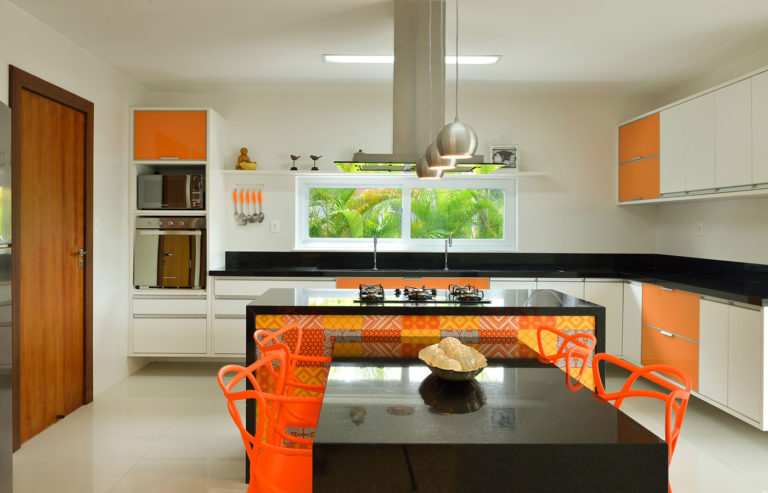 39. Kitchen with island and black stone