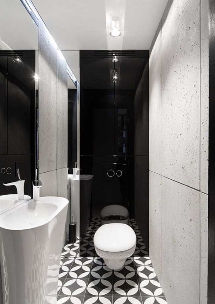 46. ​​Black and white decorated bathroom: the classic of the classics.
