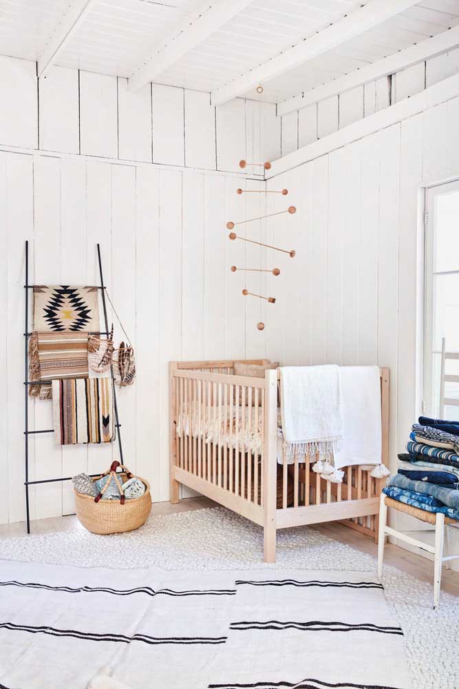 48. A charming Scandinavian rustic baby room.
