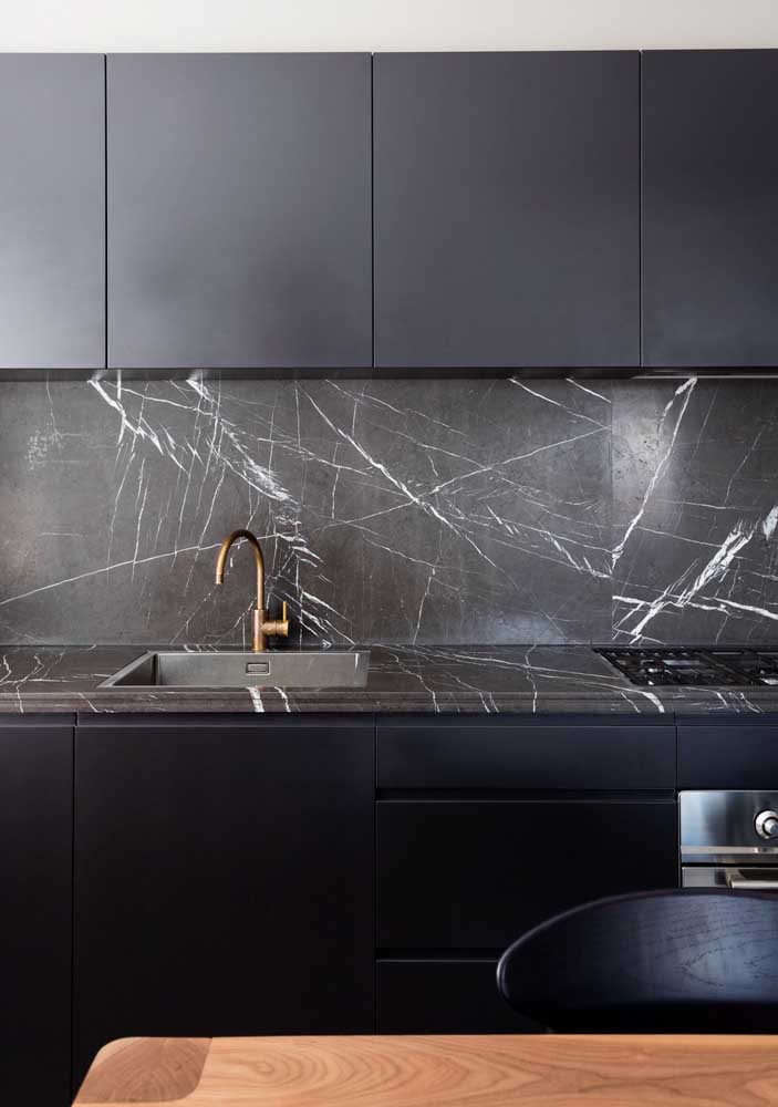 37. Nero marble for the modern kitchen.
