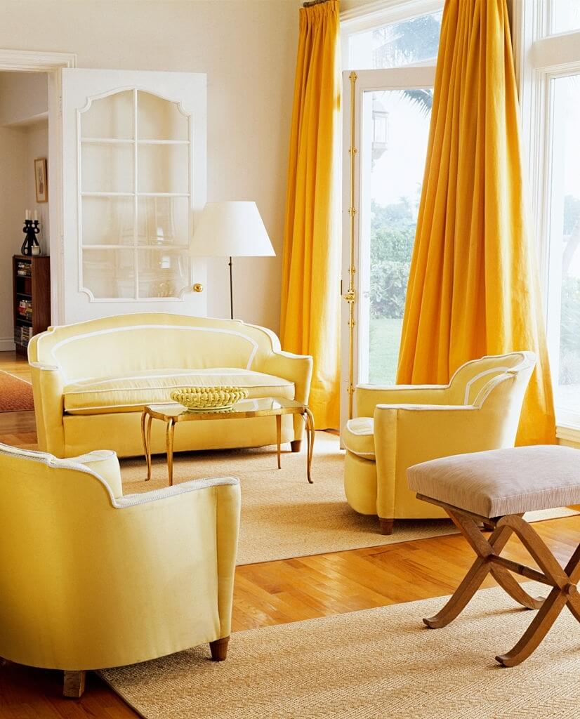 Living Room Yellow Curtains