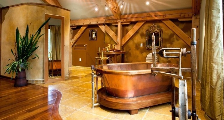 20 Rustic Bathroom Designs With Copper Bathtub