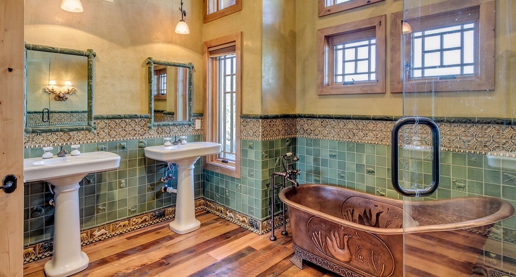 craftsman bathroom with a wall mount sink ideas