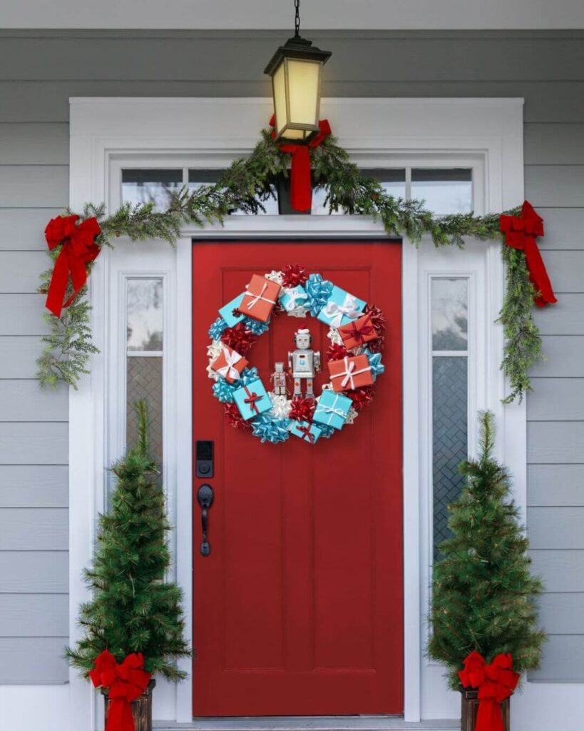 How to Decorate a Door Christmas Wreath?